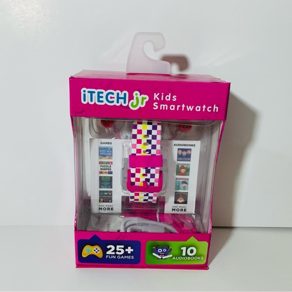 🆕 iTech Junior Girls Earbuds & Smartwatch Set - Rainbow Checker - Picture 7 of 8